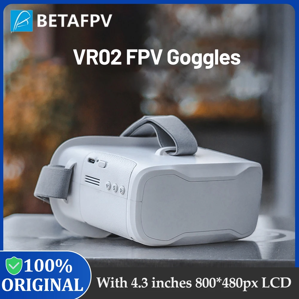 

BETAFPV VR02 FPV Goggles Built-in 3.7V/2000mAh High-capacity Battery /Antenna 4.3 Inch 800*480 Px 40CH for RC FPV Racing Drones
