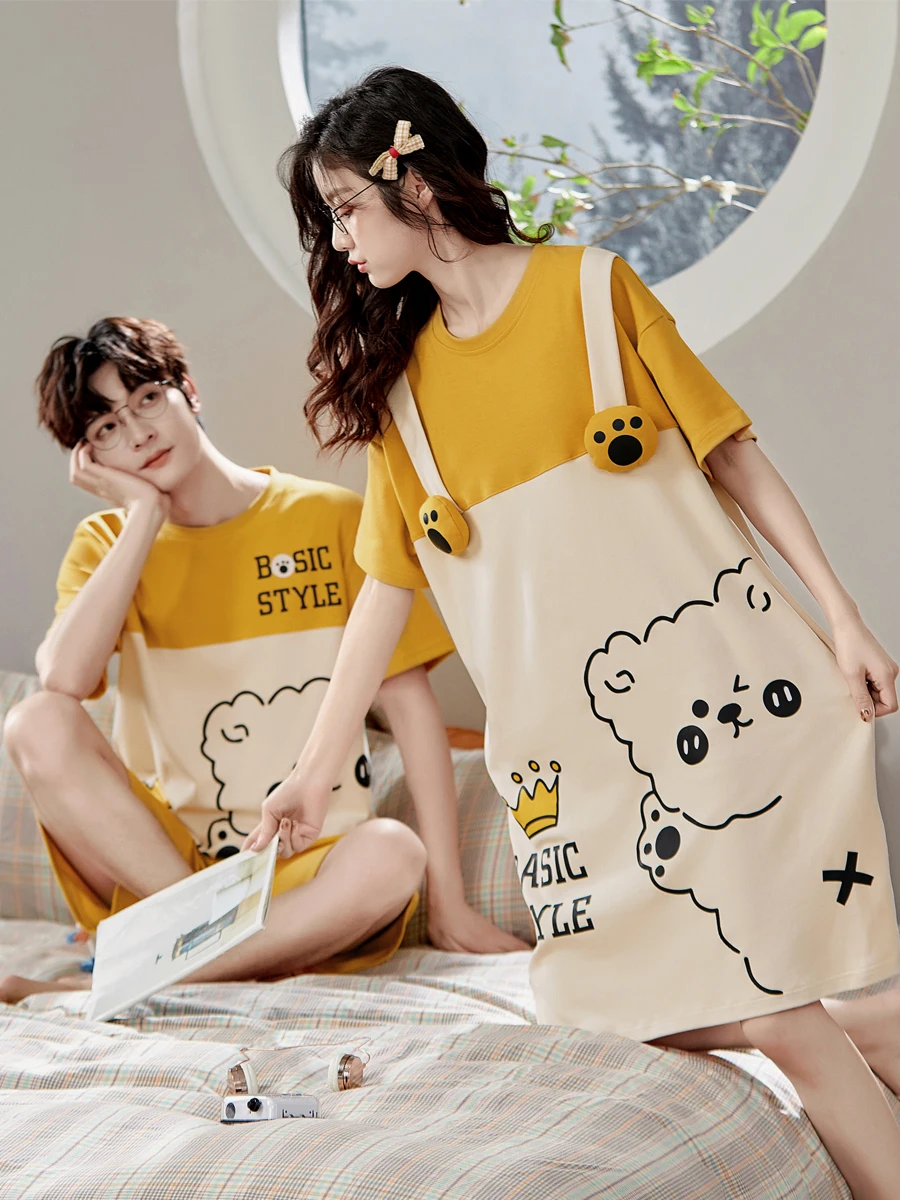 pijamas-de-algodon-de-verano-para-parejas-ropa-de-dormir-bonita-de-manga-corta-vestido-para-mujer-pantalones-cortos-para-hombre-ropa-comoda-y-transpirable-para-el-hogar