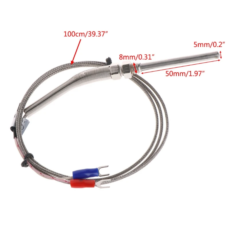 1M K-Type Thermocouple Temperature Sensors Thread Probe 5mm 50mm 2Wire Thread Probe Temperature Detector