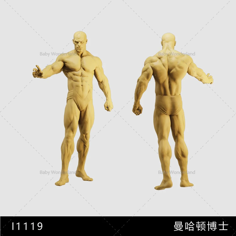 In Stock Unpainted Miniatures 1/64 1/43 1/35 Figure Naked Bald Muscular Man Dolls Model Creative Scene Prop