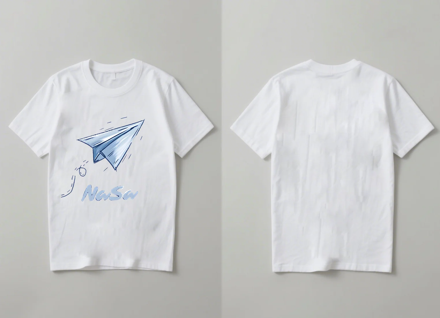 2025 New Trendy NASA Paper Airplane Print Short Sleeve T Shirt Casual Unisex