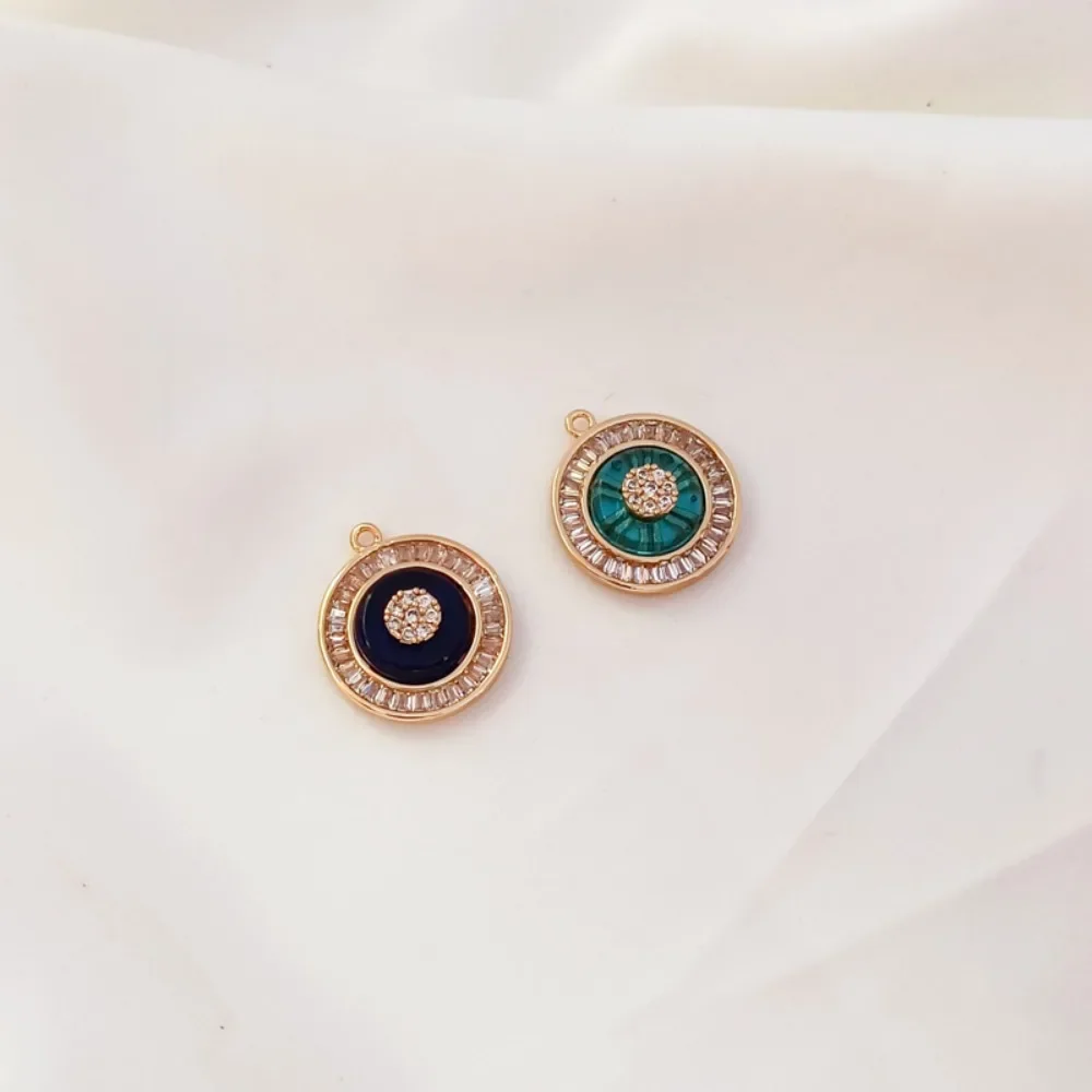 قلادة شرابة على شكل عين تركية من زجاج الزركون الثلاثي مطلية بالذهب عيار 14 قيراط، قلادة إكسسوارات للقلادة ذاتية الصنع