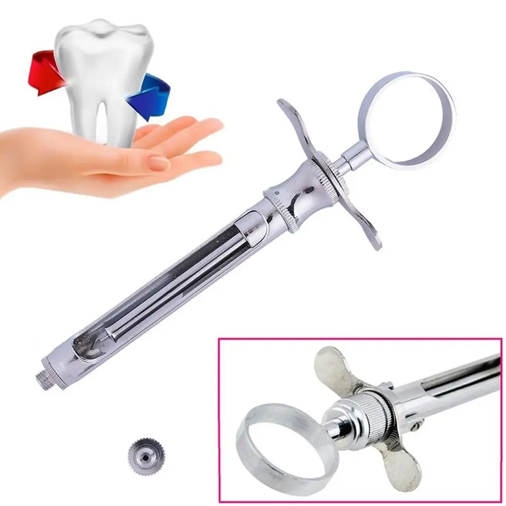 Dental Syringe Dental Anesthesia Aspirating Syringe Stainless Steel Dentistry Surgical Instrument With Head Dental Teeth Care