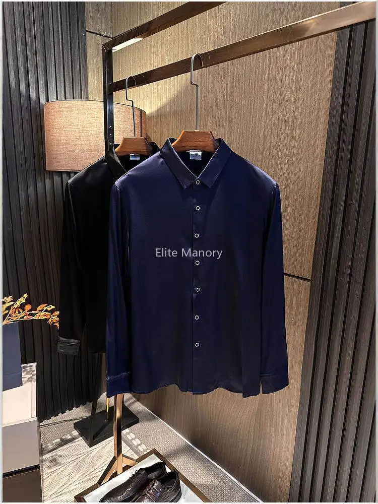 

Classic Light Luxury Pure 26 Spring Men's Solid Color Versatile Business Casual Long Sleeve Shirt