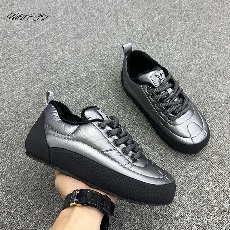 Loafers Sneaker Casual Men Designer Winter Plush Snow Shoes Fashion Down Upper Increased Internal Flat Platform Cotton Shoes