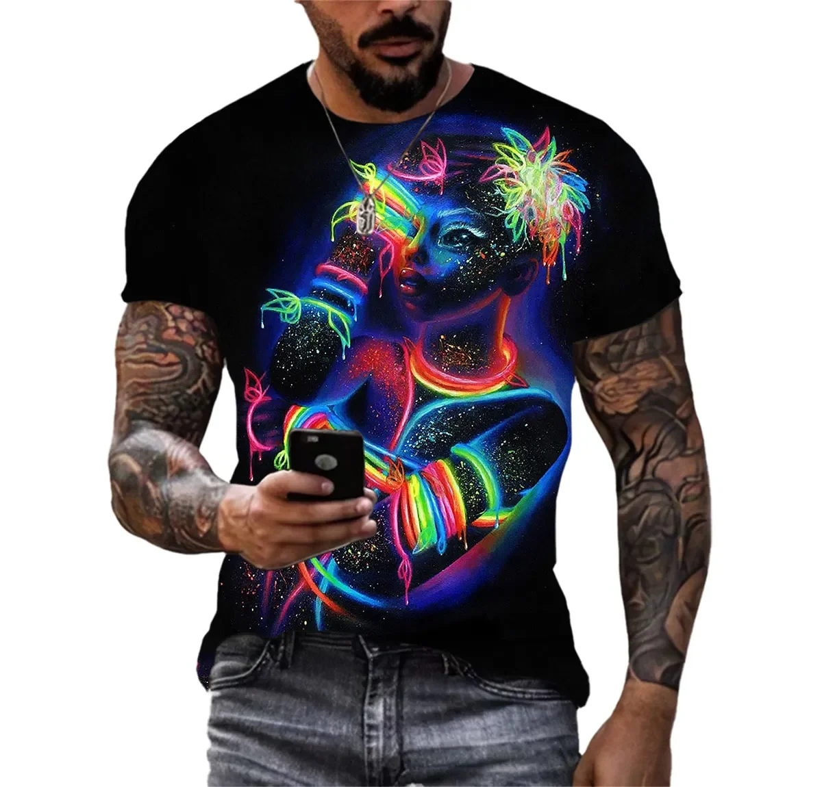 Men's Fun Yoga, Hip-hop, 3D Meditation T-shirts, Round Neck Short Sleeved Shirts, and Comfortable Fashion Clothing Prints