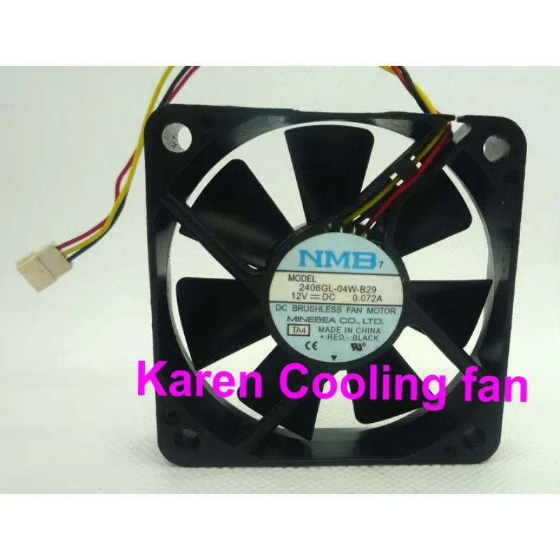 NMB-MAT 2406GL-04W-B29 TA4 DC 12V 0.072A 60x60x15mm 3-Wire Server Cooling Fan