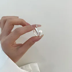 New in 925 Sterling Silver Irregular Pearl Adjustable Rings For Women Vintage Luxury Jewelry Wholesale Everything