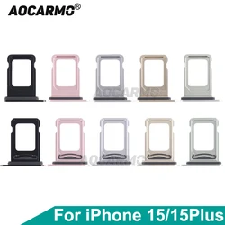 Aocarmo For Apple iPhone 15 15Plus Plus Single Dual SIM Card Holder Sim Tray Slot Drawer Black Blue Pink Yellow Green