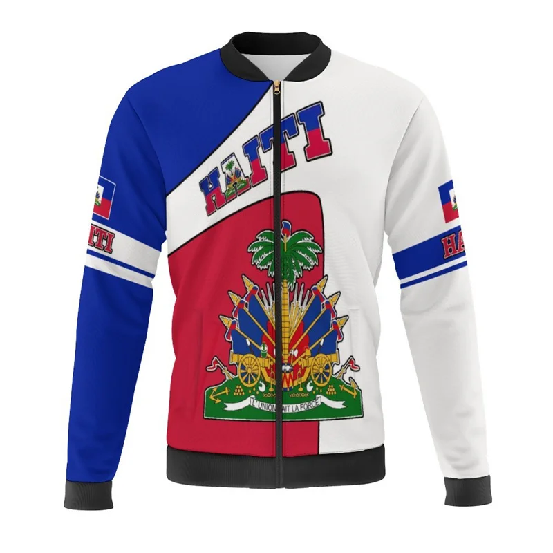 Haiti Flag Map 3d Print Jackets Men Bomber Jacket Oversize Harajuku Zipper Jacket Kid Street Tracksuits Male Outerwear Tops