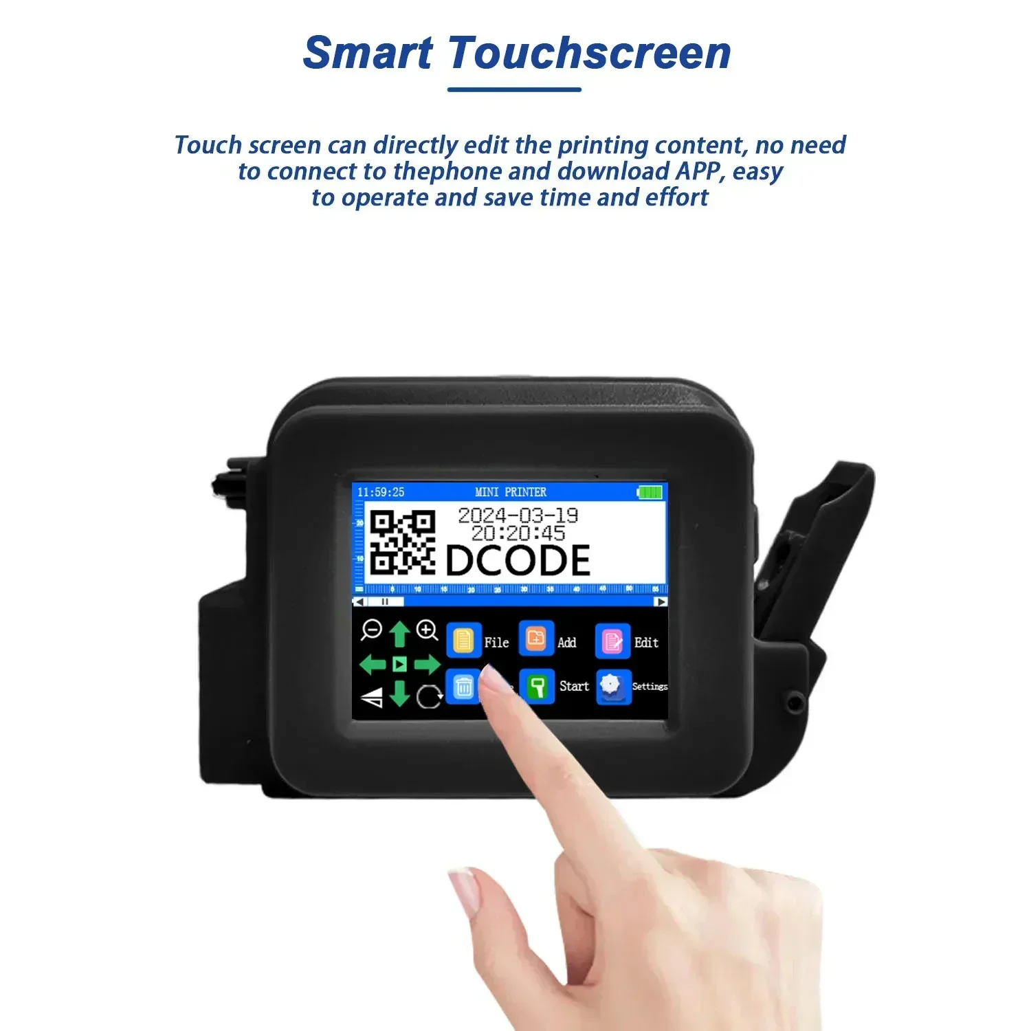 DCODE XMINI 12,7 mm draagbare miniprinter Handheld inkjetprinter Tekst QR Barcode Afbeelding Batchnummer Logo Beeldcoderingsmachine