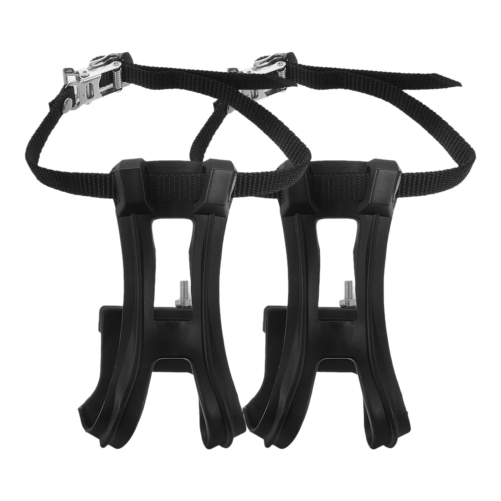 1Pair Premium Plastic Bike Pedal Toe Clip Strap Belts Mountain Pedals Removable Reflector Hole Cycling