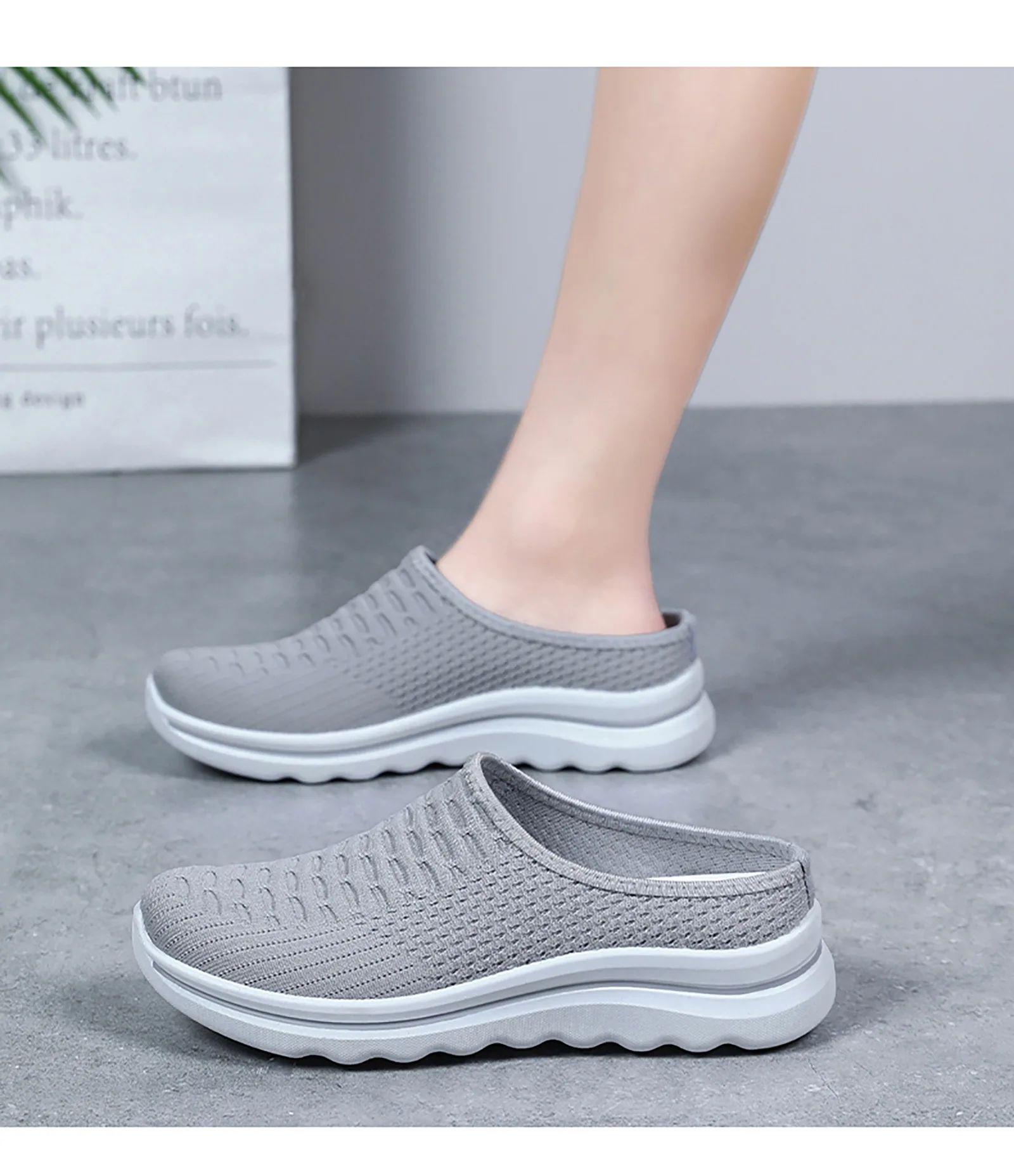 Übergrößen Damen Atmungsaktive Mesh-Pantoletten Slip-On Freizeitschuhe für Innen- und Außenbereich Tägliches Tragen – Detail 24