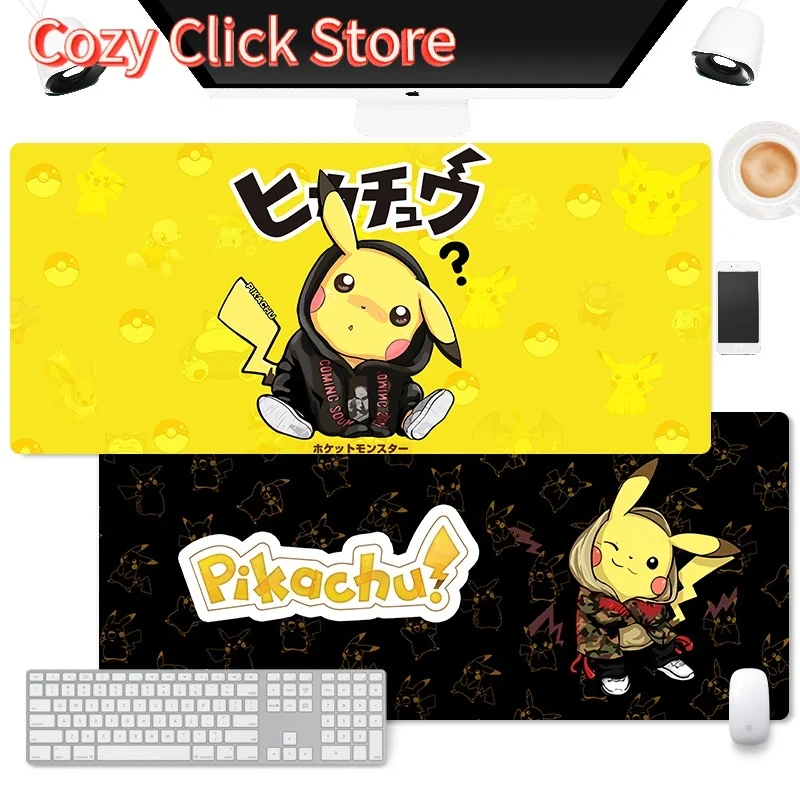 

[700x300] коврик для мыши Пикачу, супер аниме, милый утолщенный нескользящий коврик для компьютерной клавиатуры, настольный коврик, изготовление на заказ