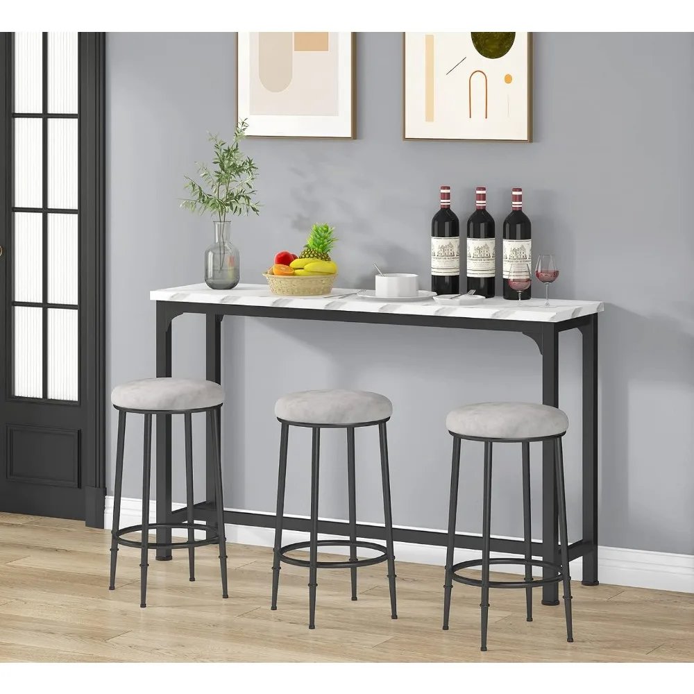 Bar Table,4 Piece Console Table With 3 Stools, Counter Height Kitchen Table Set With 3 Chairs,bar Tables