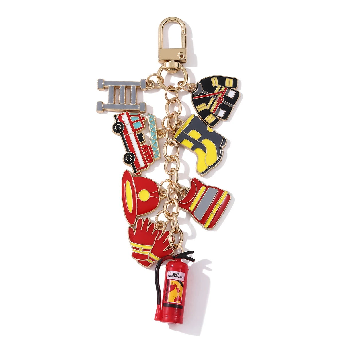 Firefighter Keychain with Truck Extinguisher Tools, Heavy-Duty Gift for Firefighters, Appreciation Present Thank You