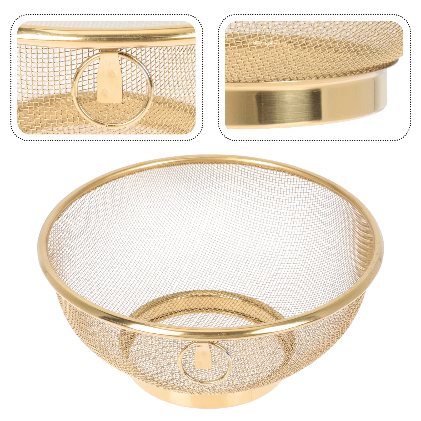 

Oil Filter Slag Separator Mesh Colander Kitchen Stainless Steel Basket Bowl Mix Sieve Strainer Food Golden Fine with Base