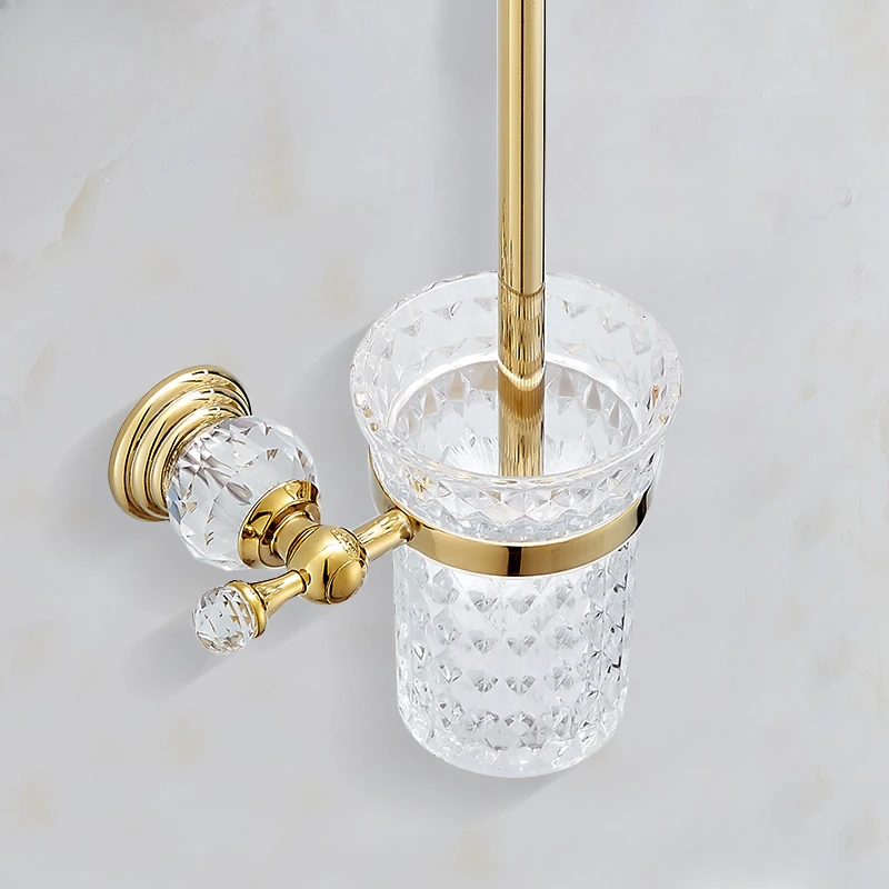 Crystal Toilet Brush European Bathroom Cup Holder Creative Bath Pendant Suspended Wall Mount Easy Clean Stylish Utility