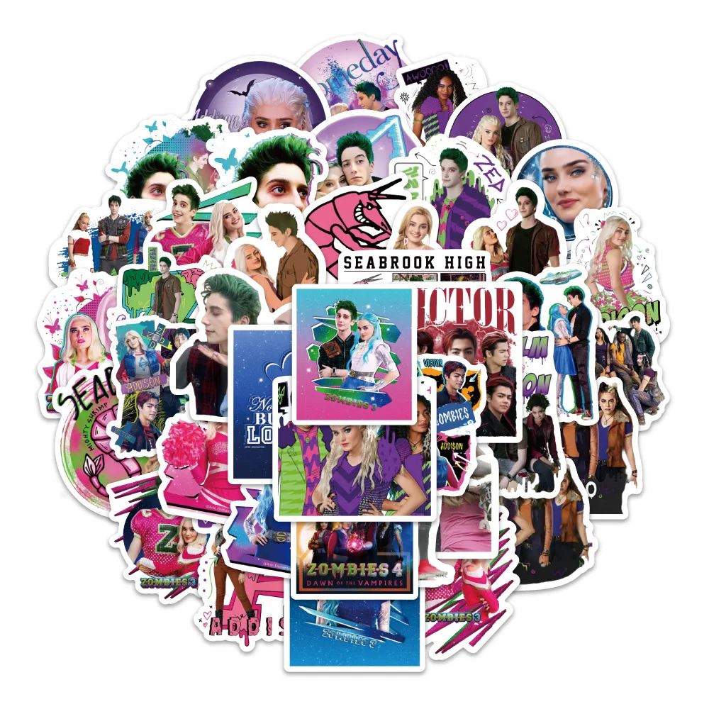 54 pièces amour film Zombies 3 autocollants drôle dessin animé décalcomanies bricolage bouteille d'eau coque de téléphone cahier Graffiti autocollant décoration