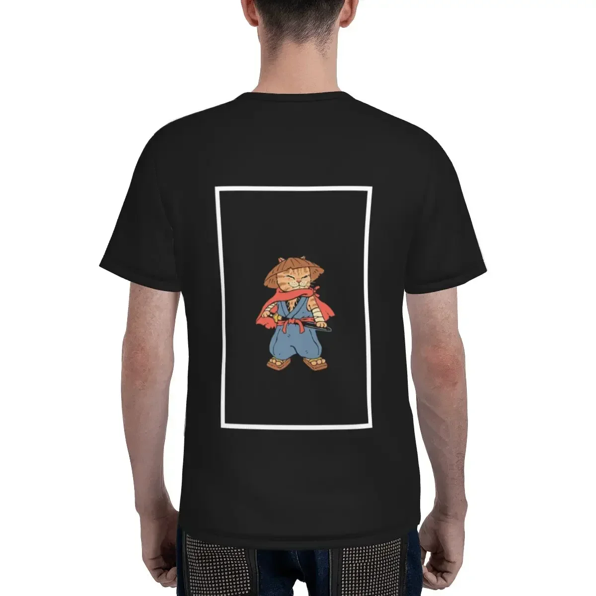 Catana Cats Retro Samurai Yakuza Holder T-Shirt for Men polyester T Shirts Men's Short Sleeve Round Neck Summer Clothes Tops