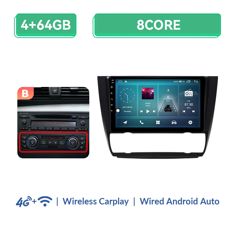 AI Voice Draadloze Carplay 8 + 128GB Autoradio Multimedia Voor BMW 1-Serie E88 E82 E81 E87 2004-2011 Android Navigatie GPS 4G Wifi