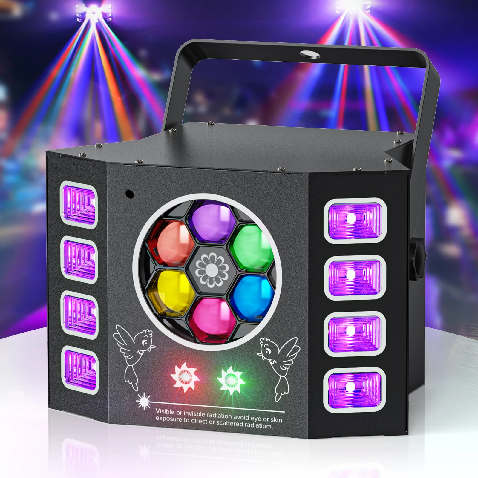 

GEFENSI 100W Bee Eye Strobe Stage Light 4IN1 RGBW LED Effect Light DMX512 DJ Light Effect For Disco Party KTV Concert Nightclub