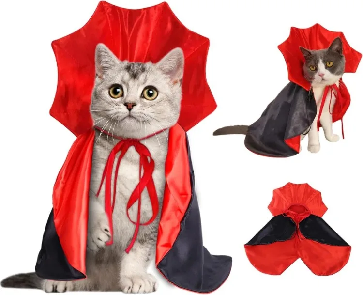 Halloween Pet Cape Costume Vampire Cloak Wizard Outfit Cosplay Apparel Party Costumes for Small Medium Dogs Cats Pet Supplies