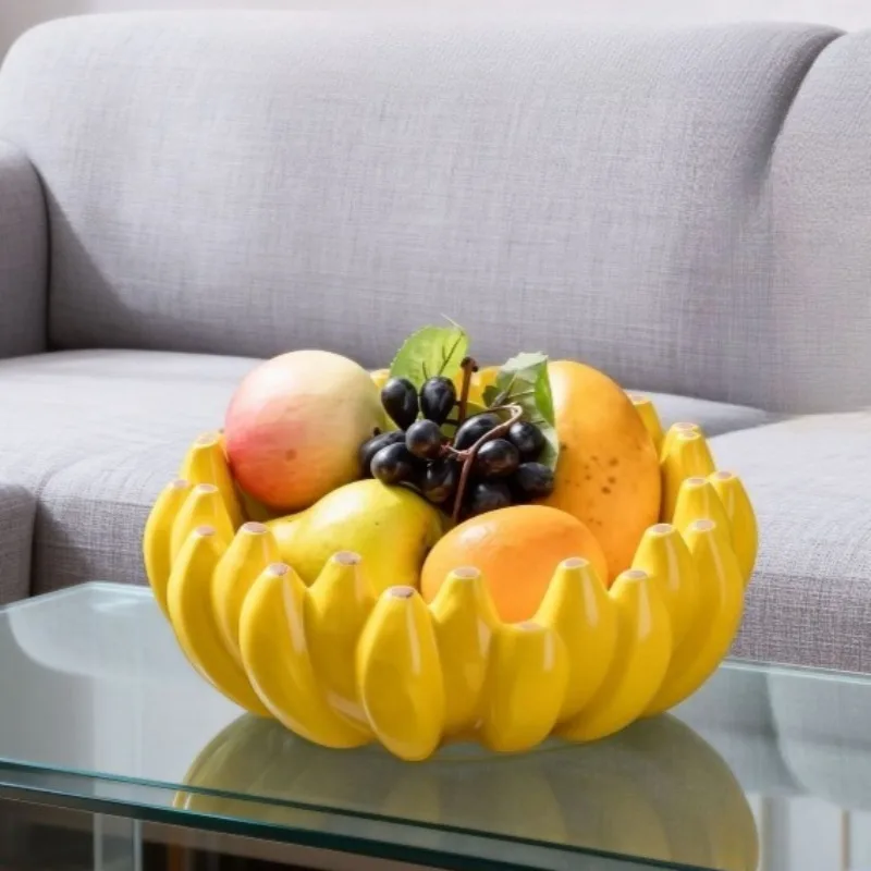 Ceramic Fruit Plates Kitchen Elegant Banana Shape Large Fruit Bowl Reusable Snack Tray Aesthetic Pretty Home Decor Tableware