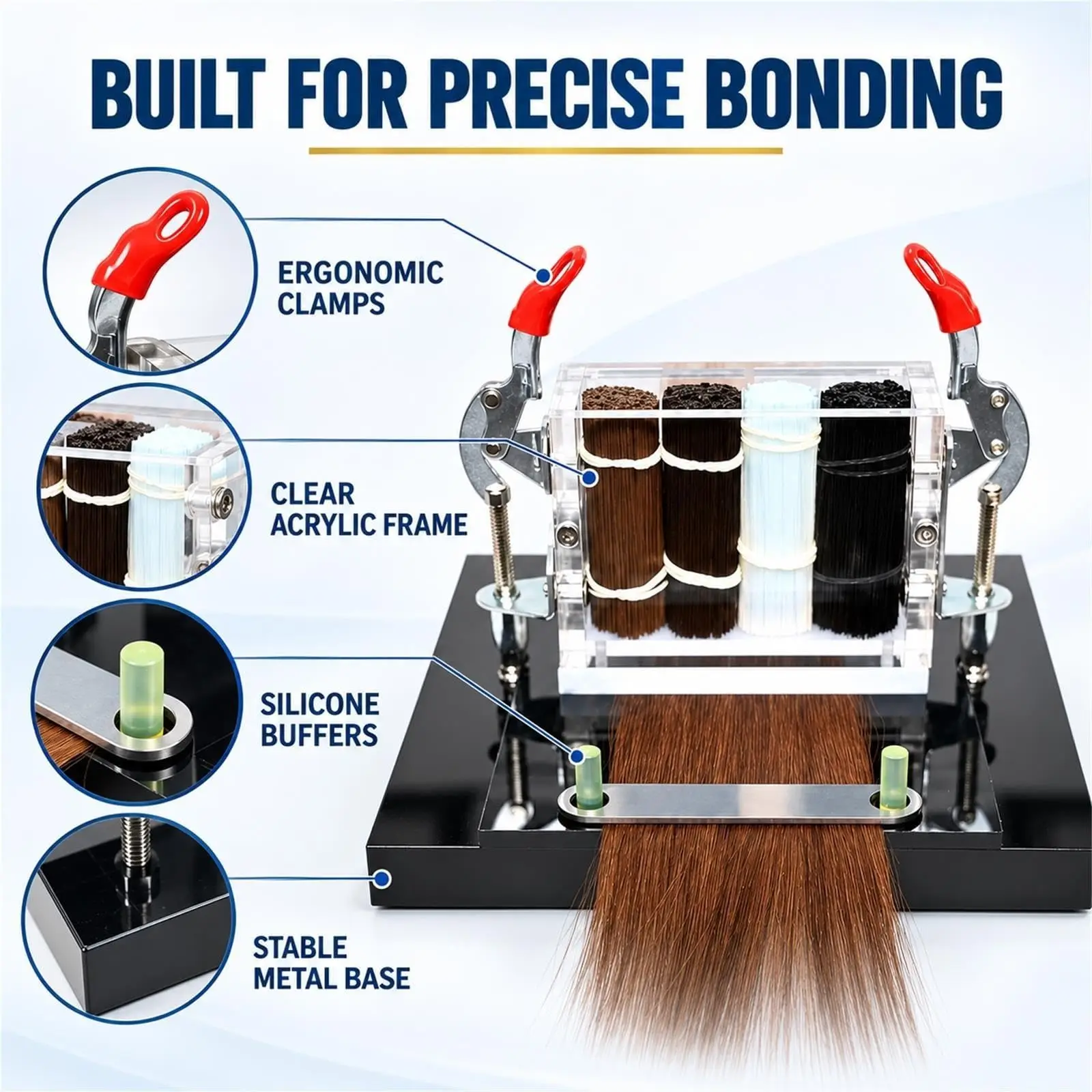 Hair Extension Machine Kit K Tip Keratin Bonding Tool 6 Boxes Keratin Sticks in 5 Colors Plus Clamps Ruler Comb Support