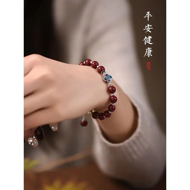 

Новинка 2024 г., браслет из стерлингового серебра 925 пробы с радостью для мужчин и женщин, натуральный веревочный ремешок с надписью на год Loong Vermilion