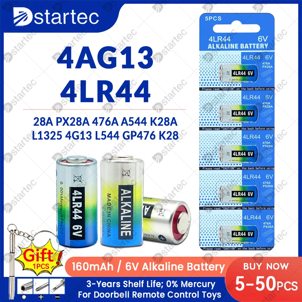 DStartec NEW 160mAh 4LR44 Battery 28A PX28A 476A A544 K28A L1325 4AG13 6V 4G13 Alkaline Batteries for Car Remote Toys Calculator