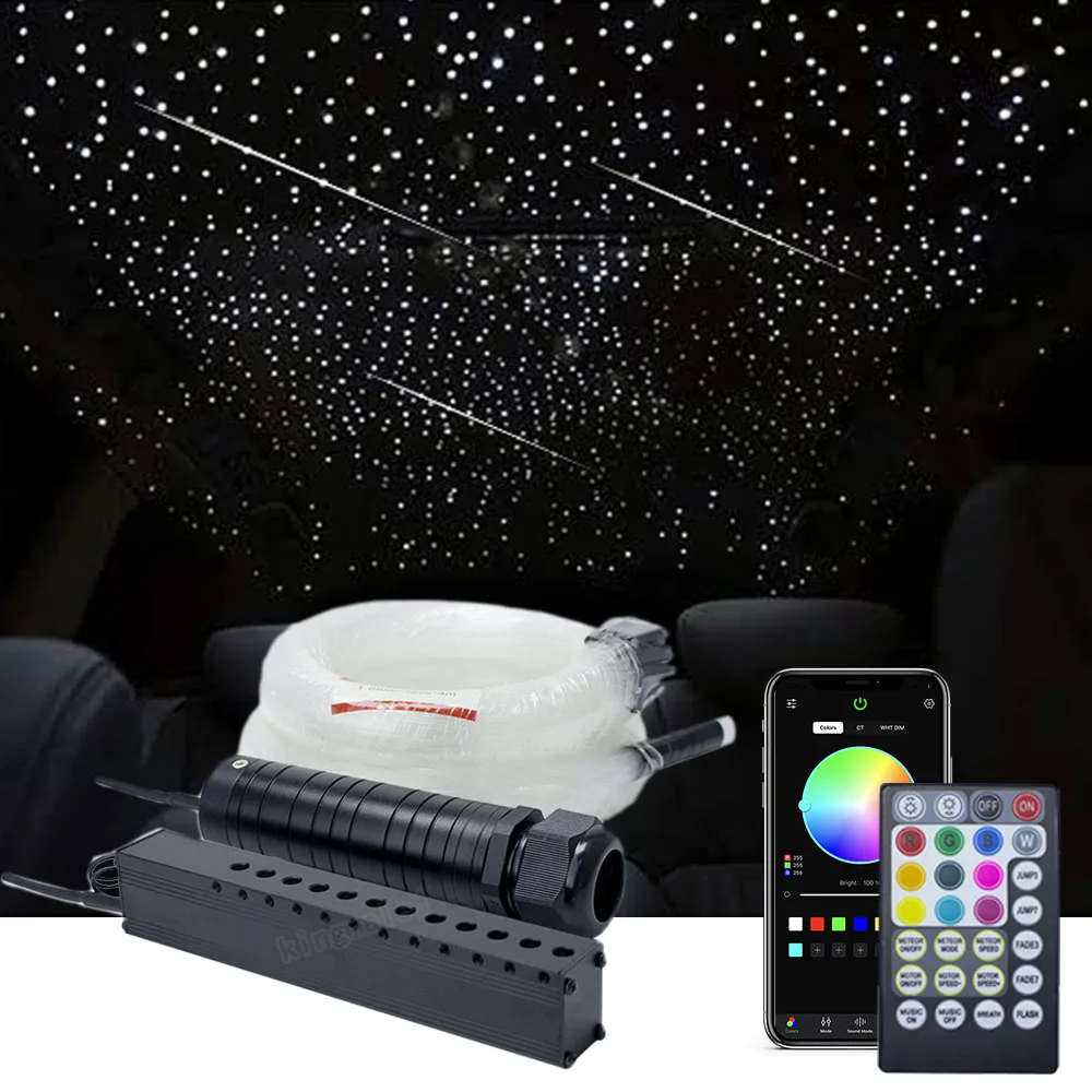 

DC12V Car Roof Star Lights 6W RGBW APP Fiber Optic Star Ceiling Lights Kit Shooting Meteor Effect for Optical fiber Lighting