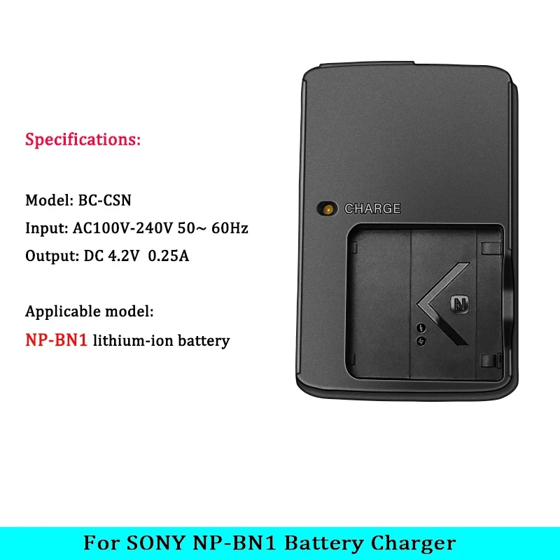 BC-CSN BCCSN Battery Charger for Sony NP-BN1 NPBN1 TX5 WX9 TX7 TX7C W310 W320 W350 W390 W570 W380 WX100 Camera BC CSN