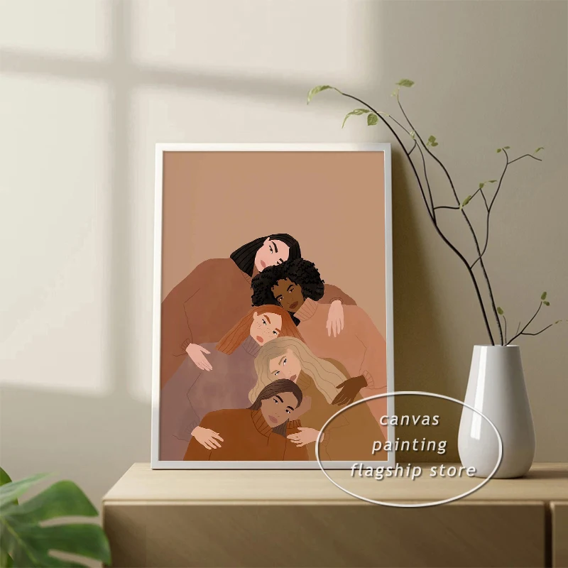 بوهو التوضيح ملصق طباعة قماش ، حياة المرأة السوداء ، وحدة الإناث ، جدار الفن ، صورة لغرفة المعيشة ، ديكور المنزل #4