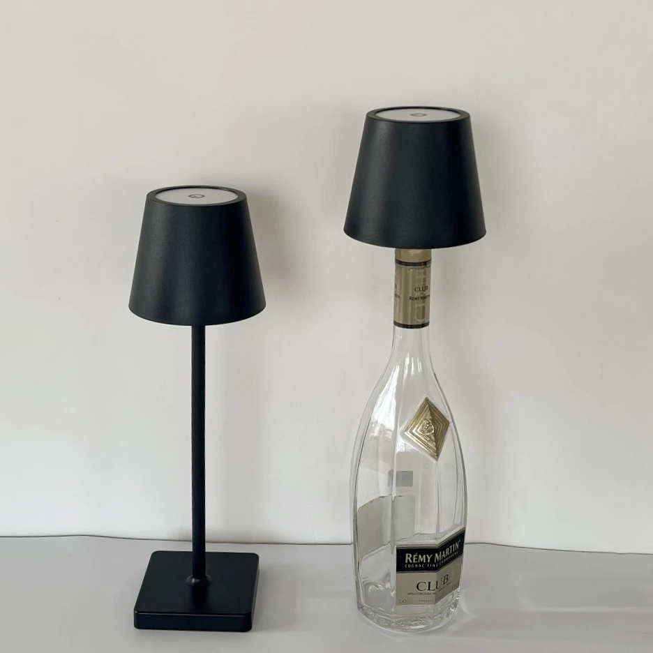 Portable LED Table Lamp 3 Colors Dimmable Touch Night Light Rechargeable Wine Bottle Vases Lamp for Office Bar Cafe Hotel Decor