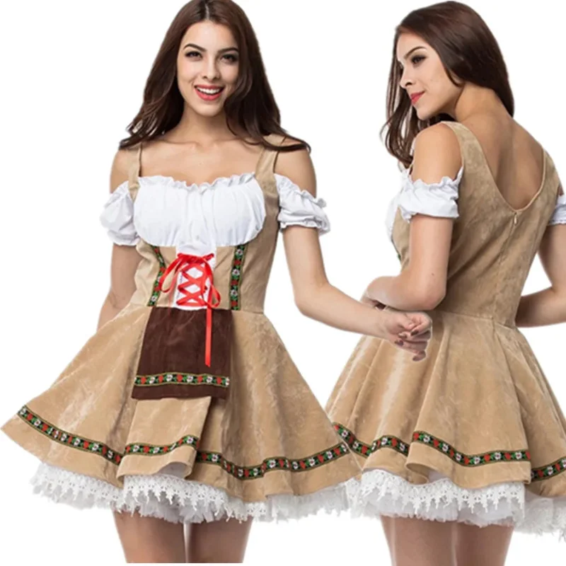 Ladies Carnival Party Oktoberfest Dress Up German Bavarian Beer Maid Wench  Costumes Cosplay Halloween Fancy Dress