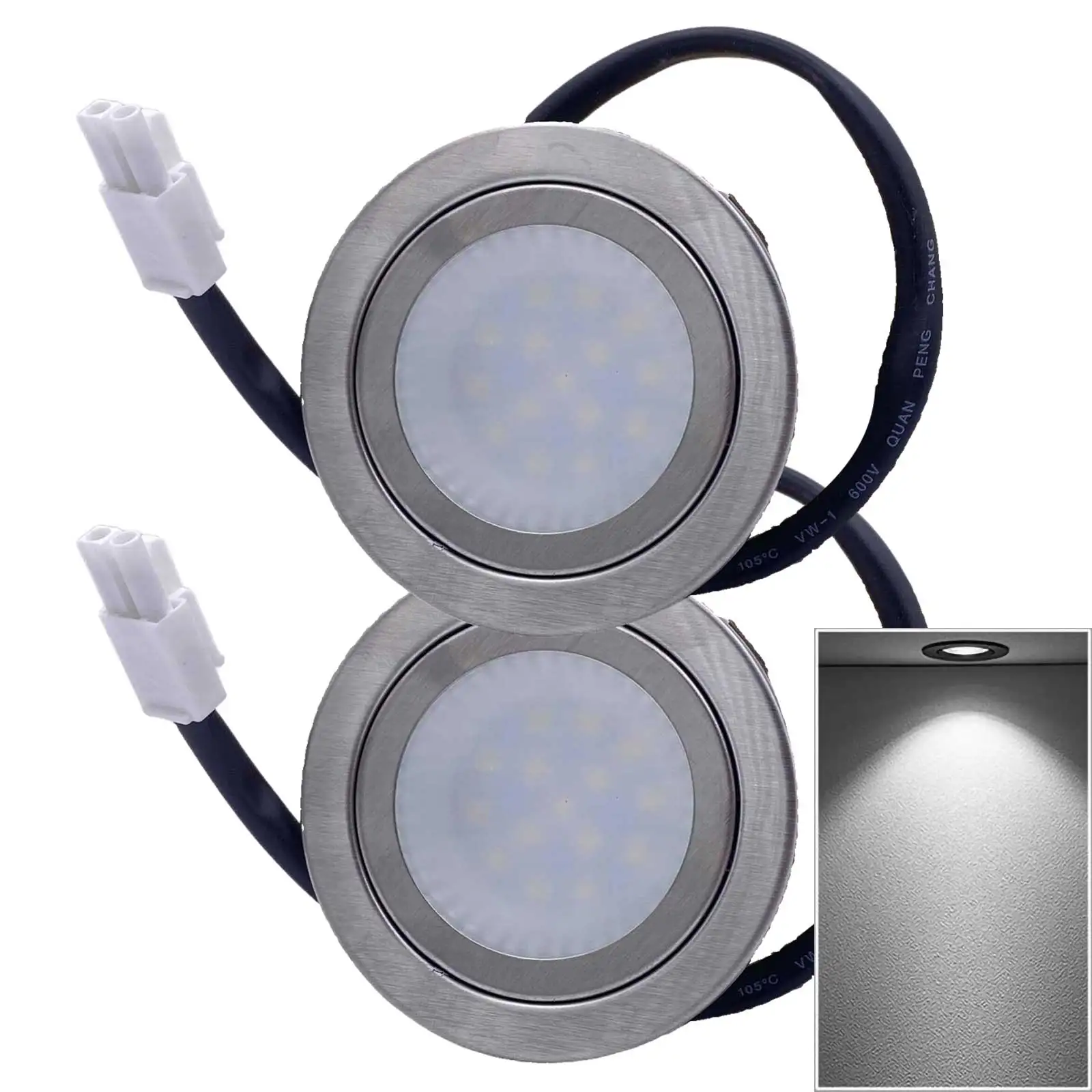 

2x Светильник для кухонной вытяжки из нержавеющей стали 12В 1.5Вт, встраиваемый, белый, 6000K