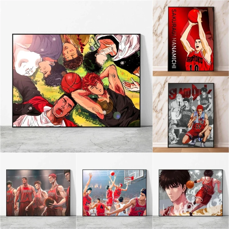 Slam Dunk Posters Japan Anime Figuur Kaede Rukawa Basketbal Sport Canvas Schilderij Woonkamer Wall Art Foto Voor Home Decor