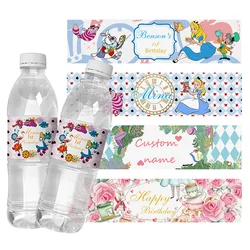 6pcs Disney Alice In Wonderland Birthday Party Stickers Party Mineral Water Bottle Labels Stickers Birthday Decoration Supplies