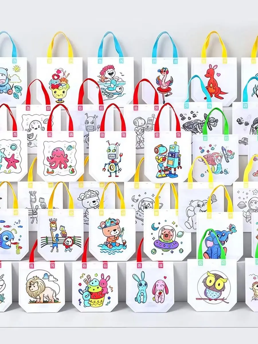 20 Stück Vlies-Graffiti-Taschen, doppelseitig, zum Selbermachen, zum Bemalen, Handtaschen für Schule, Klassenzimmer, Belohnungen, Ostern, Partygeschenke, Geschenktüten ZSY – Detail 1