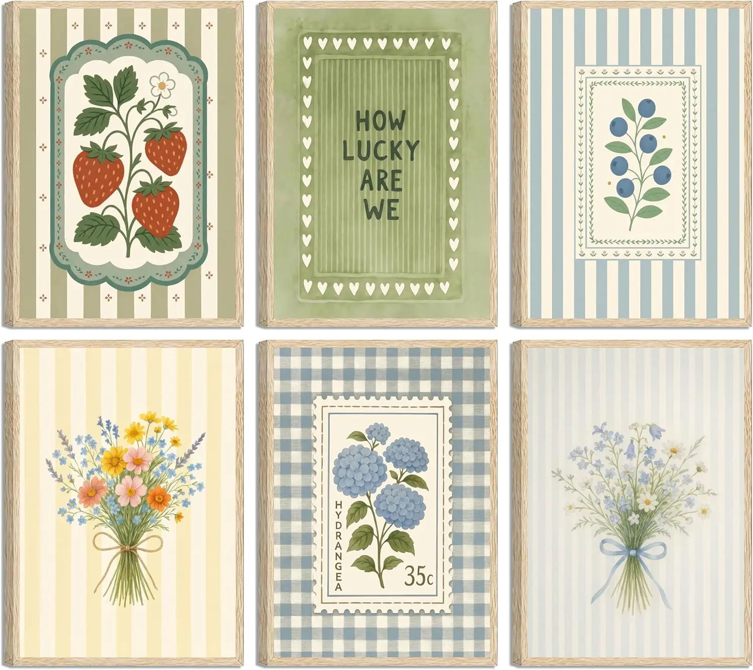 Póster Floral Retro, Arte de Pared de Estilo Pastoral, Cuadro de Plantas, Decoración de Pared para Sala de Estar, Decoración del Hogar