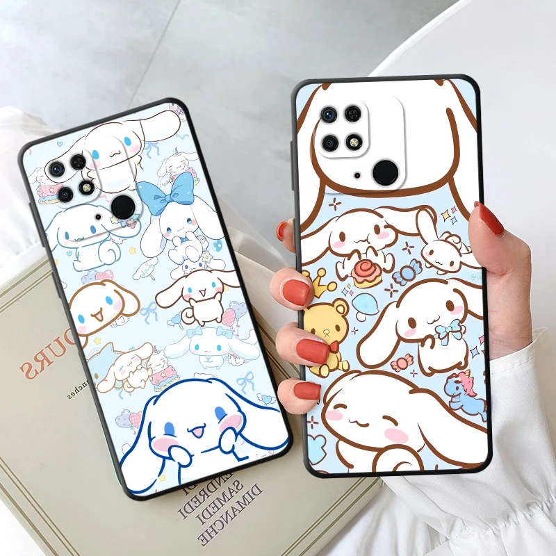حافظة لهاتف شاومي ريدمي 12C 10 9 K40 K80 Pro A3 A1 A2 Plus 13C A5 14C A4 غطاء هاتف ناعم أسود لطيف سانريو سينامورول