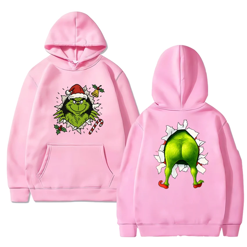 Sweat à capuche de noël drôle Humor Grinch unisexe vacances mignon vert film imprimé pull 2025 hommes femmes polaire sweat-shirt à manches longues