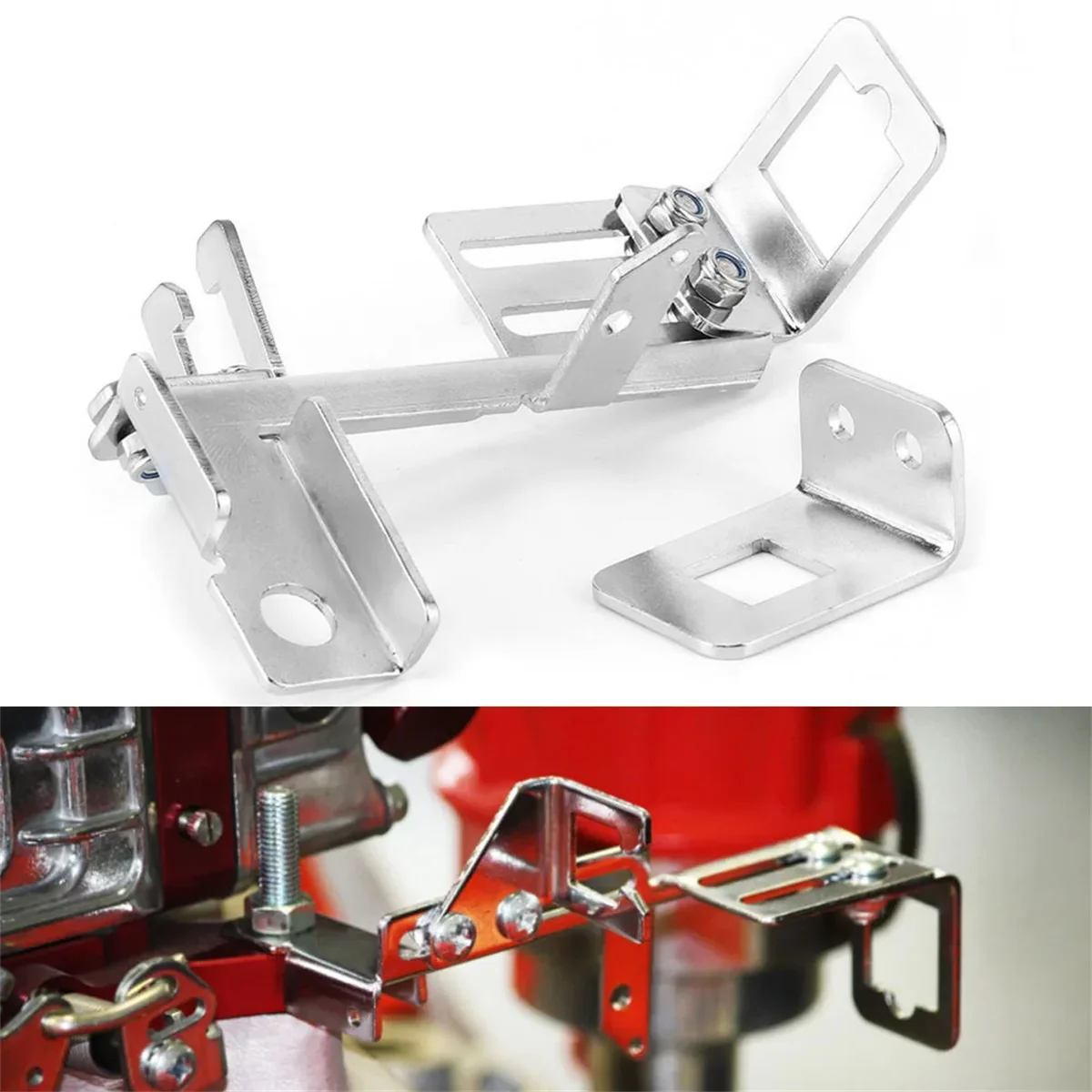 

Throttle cable bracket Kickdown bracket, 2 throttle cable bracket Kickdown Chrome fit BBC Holley