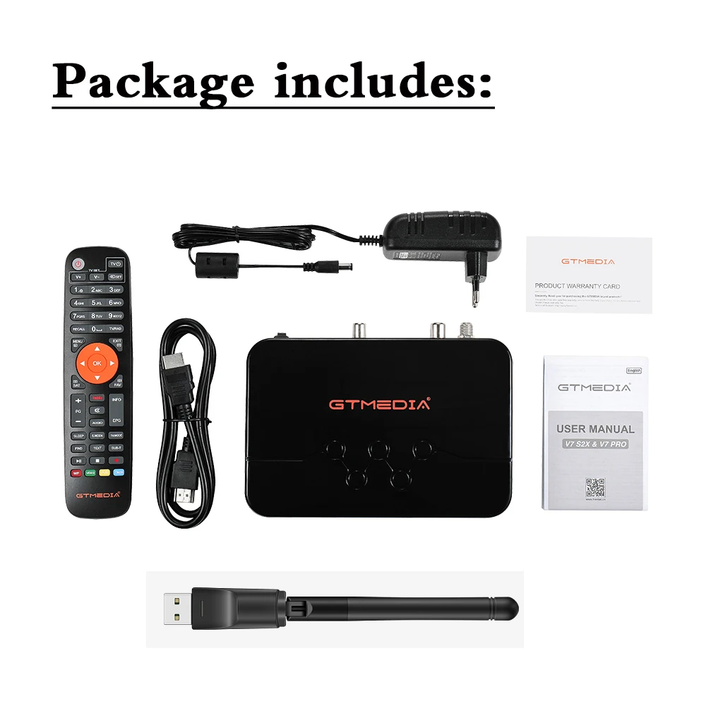 Gtmedia v7 pro combo Dvb-T2/s2 receptor de satélite (usb wifi) suport h.265 powervu biss chave ccam newam yout 1080p hd completo