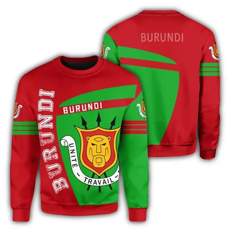 Burundi Flag Map Graphic Sweatshirts For Men Clothes Fashion Women Sweater Casual Male Streetwear Autumn Pullover Boy Tracksuit