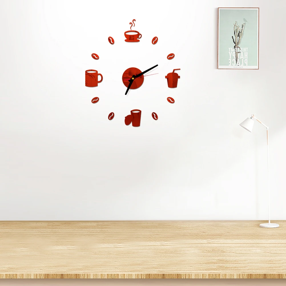 

Frameless 3D Acrylic Wall Clock Decorative Modern Art Wall Clock Silent Aa Operated For Home Office Classroom Red -004