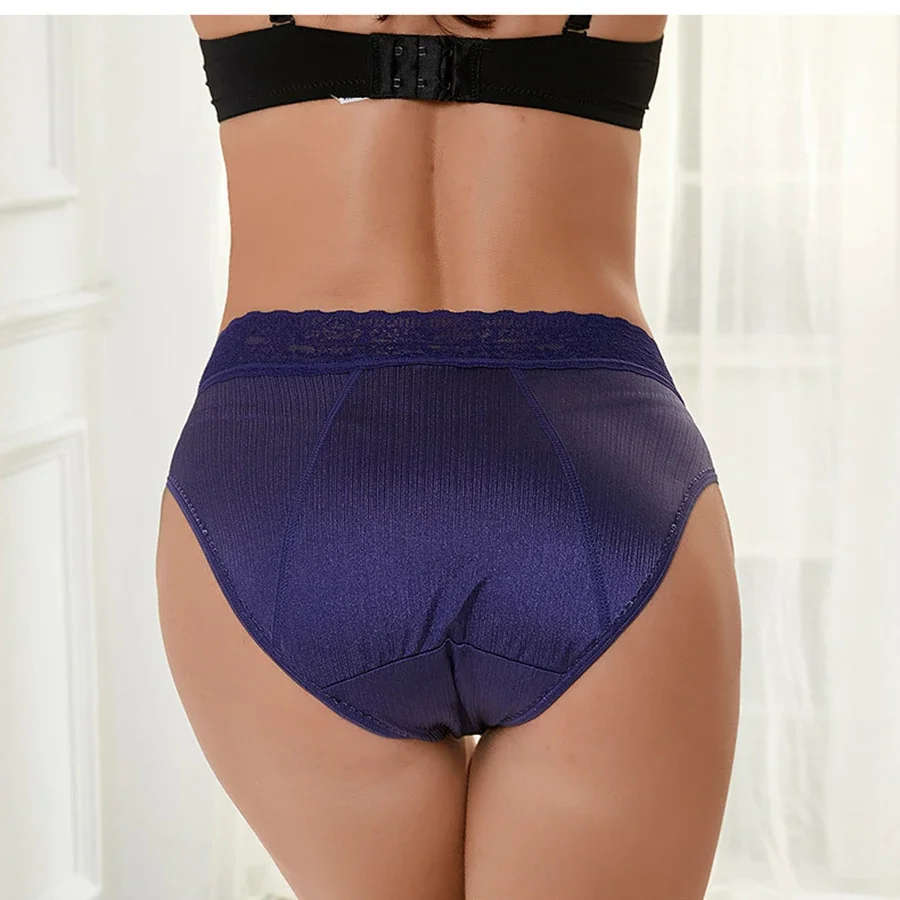 3Pcs 4 layer ladies menstrual panties physiological period menstrual leakproof absorbent reusable lace side high waist panties