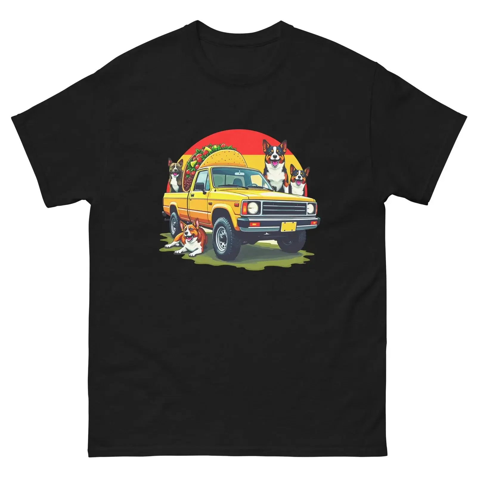 Dogs Retro Taco Truck Pickup Fun T Shirt vintage Washed Soft Slightly Stylish Casual Breathable streetwear Stretched