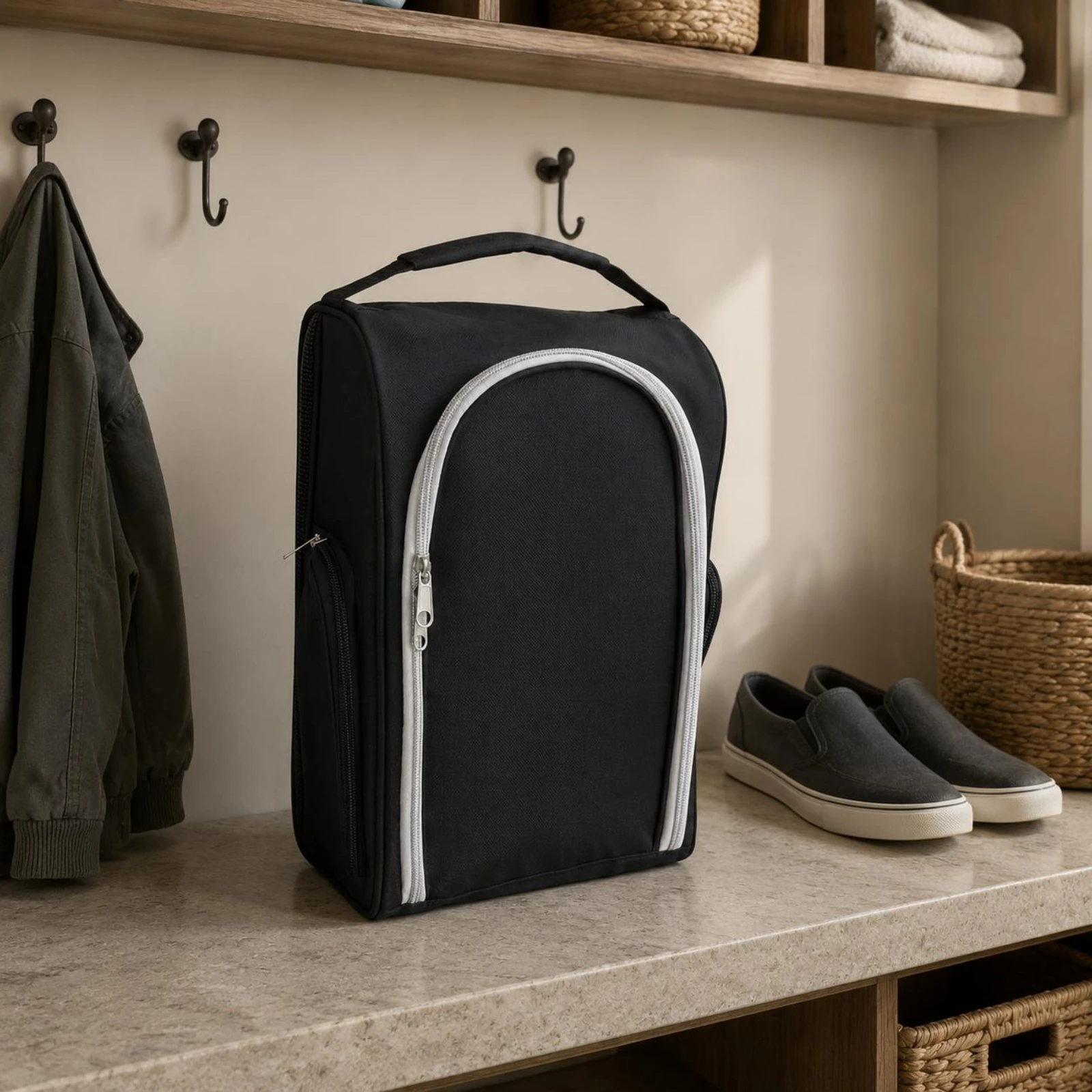 Golf Shoe Bag Long-Lasting Golf Shoe Carrier Sports Storage Breathable Side Pocket for Golfers